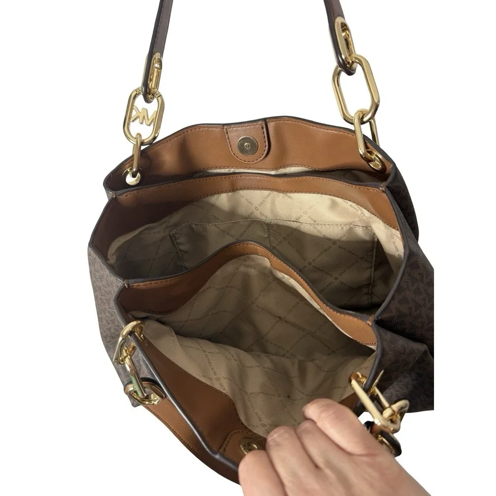 Michael‎ Kors Trisha Large Triple Gusset Shoulder Bag Brown